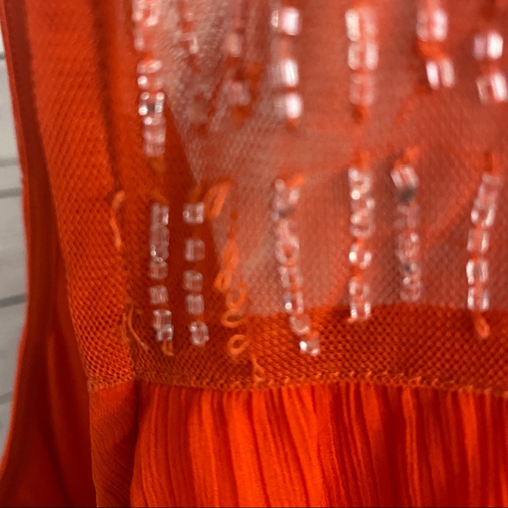 Lane Bryant Orange Chiffon Sequin Dress Size 26/28 - Picture 3 of 8
